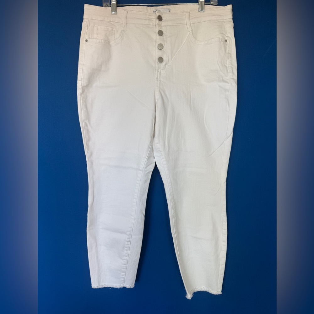 Nine West White Skinny Button-Fly Jeans